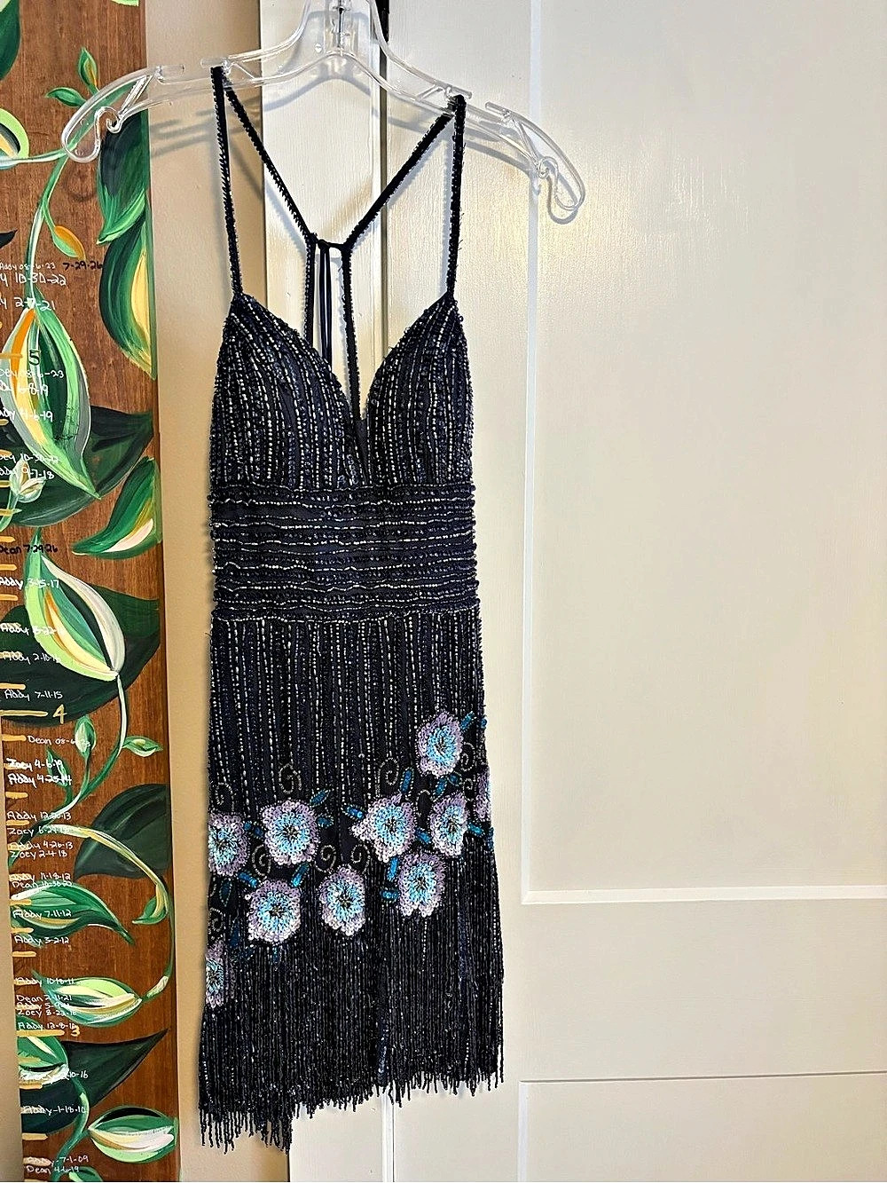 Rachel Allan Homecoming Style 40699 Beaded Floral Fringe Mini Dress Style 40699